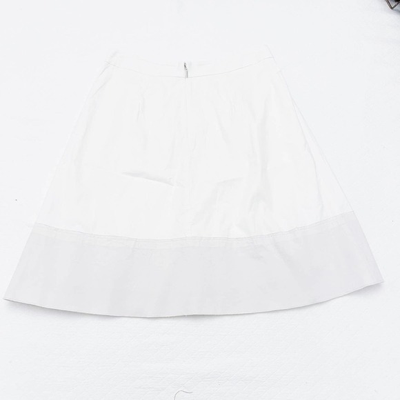 Rebecca Taylor Pleated Cream Skirt Contrast Banded Hem SZ6 - Picture 4 of 6
